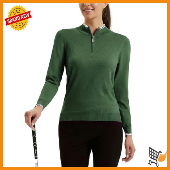 Long Sleeve Ribbed Knit Pullover Quarter Zip Collar Sweater Women's - Picture 7 of 8